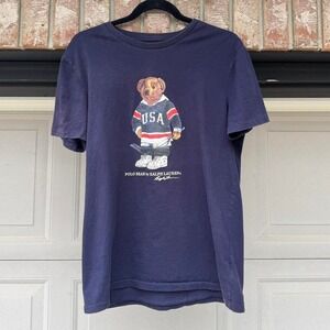 VINTAGE NAVY POLO BEAR RALPH LAUREN "HOCKEY" GRAPHIC TEE